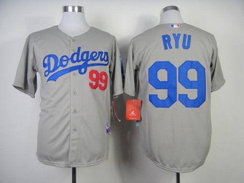 Dodgers #99 Hyun-Jin Ryu Grey Cool Base Stitched MLB Jersey - Click Image to Close